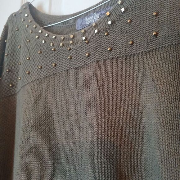 Karma Blue Women's Pull On Sweater Size 3XL Army Green - Picture 5 of 6